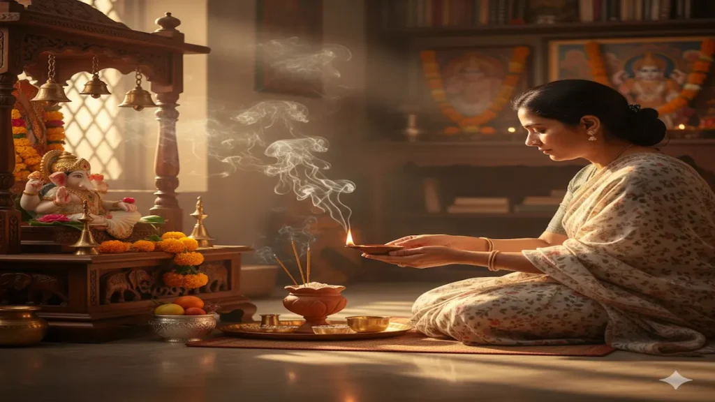 Bhakti Lifestyle Tips 2025 – Daily spiritual routine with diya and morning devotion