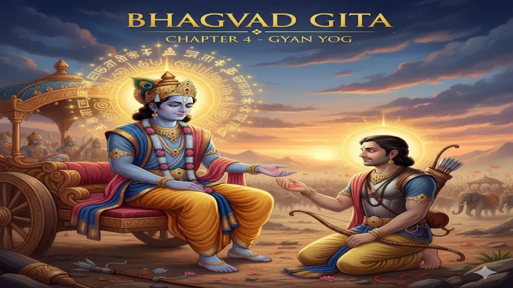 Lord Krishna teaching Arjuna – Gita Chaturth Adhyay Gyan Yog Thumbnail