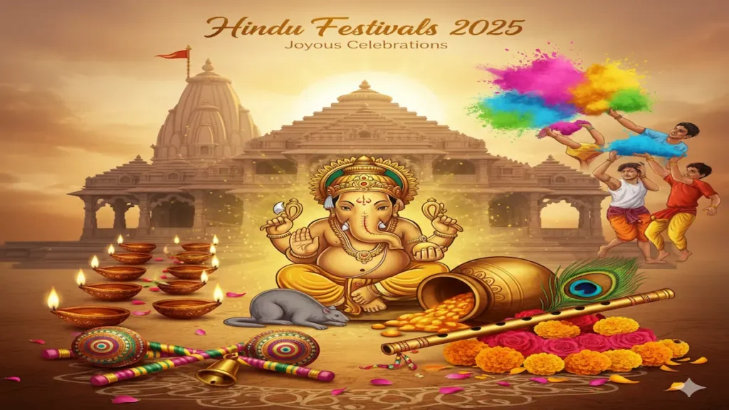 Monthly Festival Recap 2025 – Hindu festivals collage with major celebrations