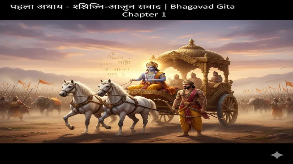 पहला अध्याय – श्रीकृष्ण-अर्जुन संवाद, Bhagavad Gita Chapter 1 Arjun Vishad Yog Image