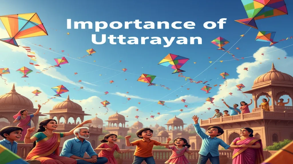 Importance of Uttarayan festival showing the Sun’s northward journey, spiritual significance, and colorful kite celebration in India