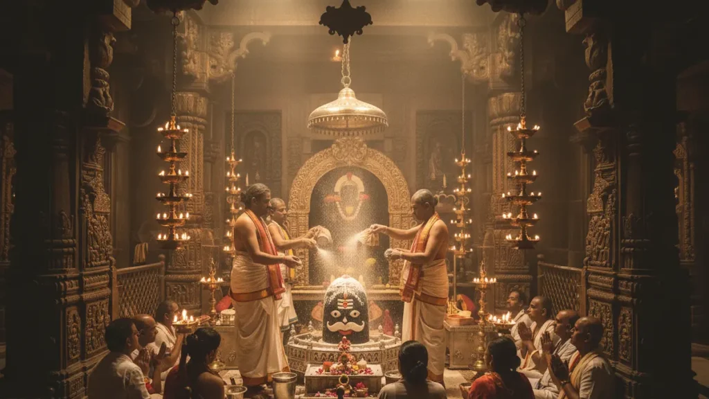 Bhasma Aarti ritual inside Mahakaleshwar Temple