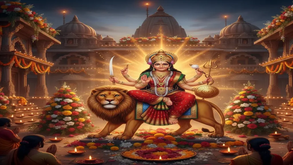 चैत्र नवरात्रि 2026 में मां दुर्गा की दिव्य प्रतिमा