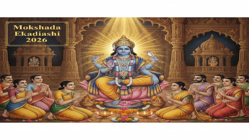 Mokshada Ekadashi 2026 Lord Vishnu devotees praying in temple