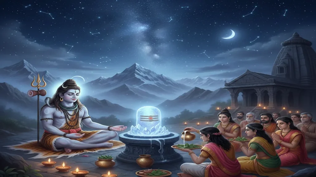 Shivratri Vrat Katha 2026 Lord Shiva Divine Night Scene