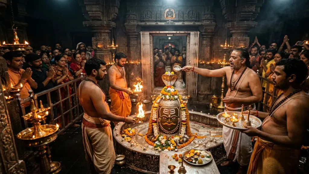 Ujjain Bhasma Aarti at Mahakaleshwar Jyotirlinga temple with sacred ash ritual and early morning Shiva worship